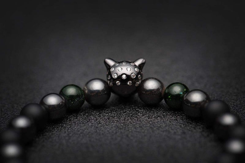 Karseer Black Panther Magnetic Hematite and Matte Onyx Natural Stones Beaded Stretch Bracelet Energy Crystal Meditation Prayer Stress Relief Beads Bracelet for Men Women - Image 5